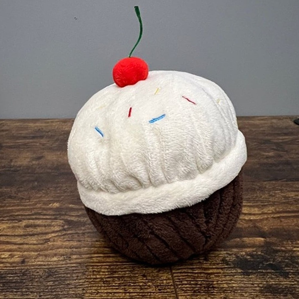 Goffa International Cupcake with Sprinkles Cherry Plush Stuffed Animal Toy Brown